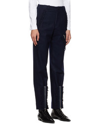 Pantalon chino en laine bleu marine Molly Goddard