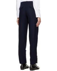 Pantalon chino en laine bleu marine Molly Goddard