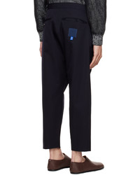 Pantalon chino en laine bleu marine Fumito Ganryu