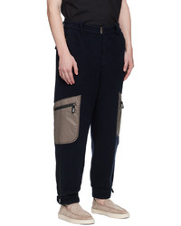 Pantalon chino en laine bleu marine Giorgio Armani