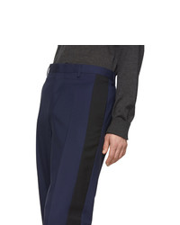 Pantalon chino en laine bleu marine Lanvin