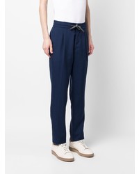 Pantalon chino en laine bleu marine Brunello Cucinelli