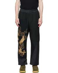 Pantalon chino en laine brodé noir By Walid