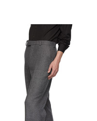 Pantalon chino en laine écossais gris foncé Prada