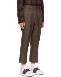 Pantalon chino en laine écossais marron Wooyoungmi