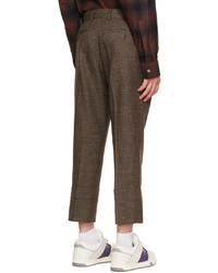 Pantalon chino en laine écossais marron Wooyoungmi