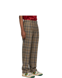 Pantalon chino en laine écossais marron Gucci