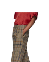 Pantalon chino en laine écossais marron Gucci