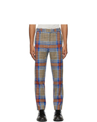 Pantalon chino en laine écossais multicolore