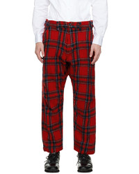 Pantalon chino en laine écossais rouge Comme Des Garcons SHIRT