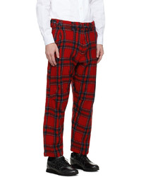 Pantalon chino en laine écossais rouge Comme Des Garcons SHIRT