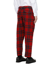 Pantalon chino en laine écossais rouge Comme Des Garcons SHIRT