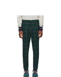 Pantalon chino en laine écossais vert foncé