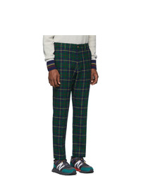 Pantalon chino en laine écossais vert foncé Aimé Leon Dore