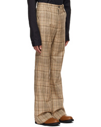 Pantalon chino en laine en pied-de-poule marron clair EGONlab