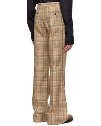Pantalon chino en laine en pied-de-poule marron clair EGONlab