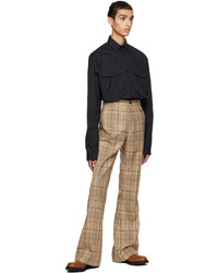 Pantalon chino en laine en pied-de-poule marron clair EGONlab