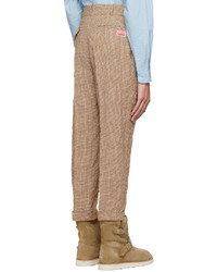 Pantalon chino en laine en pied-de-poule marron Kenzo