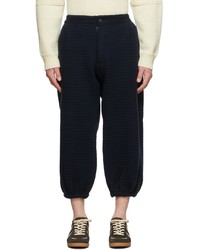 Pantalon chino en laine en tricot bleu marine