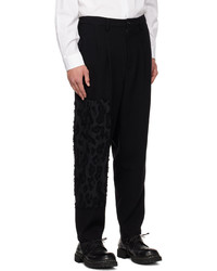 Pantalon chino en laine imprimé léopard noir Yohji Yamamoto