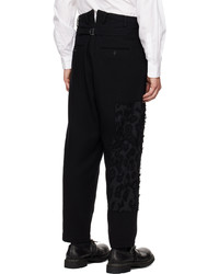 Pantalon chino en laine imprimé léopard noir Yohji Yamamoto