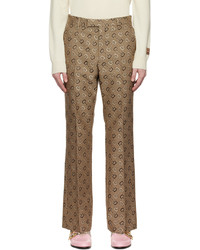 Pantalon chino en laine imprimé marron