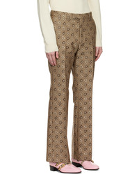 Pantalon chino en laine imprimé marron Gucci