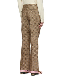 Pantalon chino en laine imprimé marron Gucci