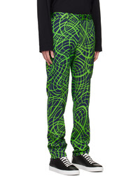 Pantalon chino en laine imprimé vert Moschino