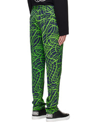 Pantalon chino en laine imprimé vert Moschino