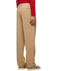 Pantalon chino en laine marron clair Lukhanyo Mdingi