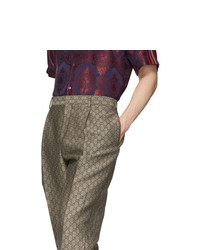 Pantalon chino en laine marron Gucci