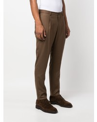 Pantalon chino en laine marron Tagliatore