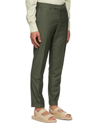 Pantalon chino en laine olive Lukhanyo Mdingi