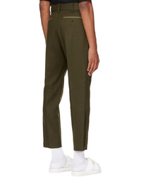 Pantalon chino en laine olive Sacai