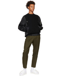 Pantalon chino en laine olive Sacai