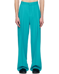 Pantalon chino en laine turquoise