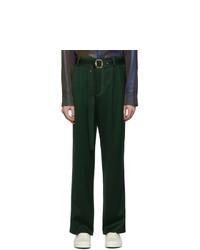 Pantalon chino en laine vert foncé