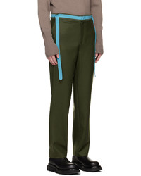 Pantalon chino en laine vert foncé Steven Passaro