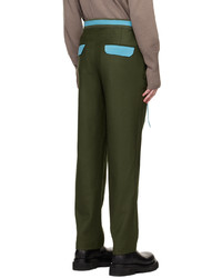 Pantalon chino en laine vert foncé Steven Passaro