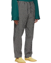 Pantalon chino en lin à carreaux gris Dries Van Noten
