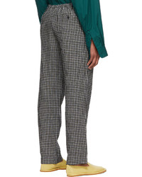 Pantalon chino en lin à carreaux gris Dries Van Noten