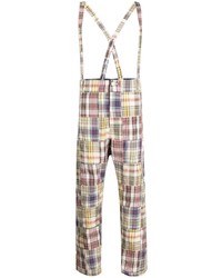 Pantalon chino en lin à carreaux multicolore