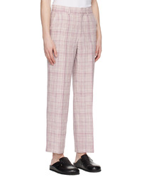 Pantalon chino en lin à carreaux violet clair Auralee