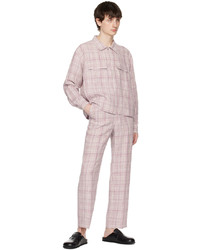 Pantalon chino en lin à carreaux violet clair Auralee