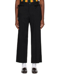 Pantalon chino en lin à chevrons noir SASQUATCHfabrix.