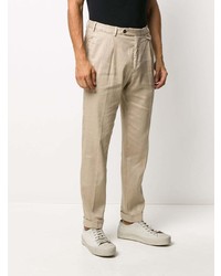 Pantalon chino en lin beige Dell'oglio