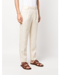 Pantalon chino en lin beige Tagliatore