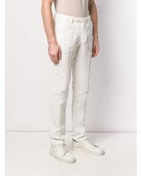 Pantalon chino en lin blanc Borrelli