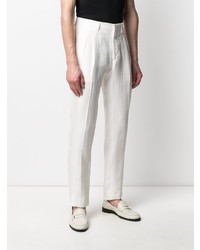 Pantalon chino en lin blanc Lardini
